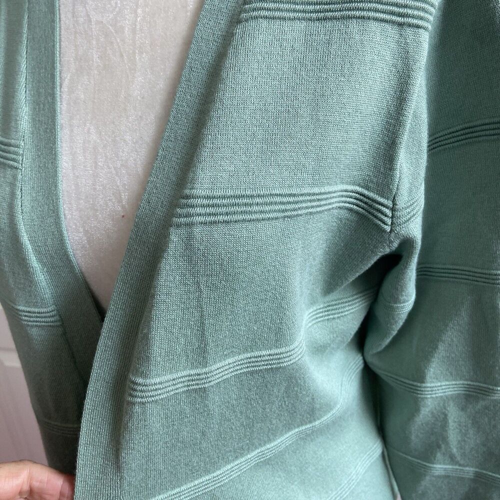 Christopher & Banks Open Front Long Sleeve Cardigan Sweater Green Size PM - Picture 4 of 9